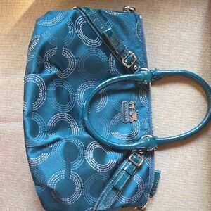 Green Patterned Coach Women's Bag